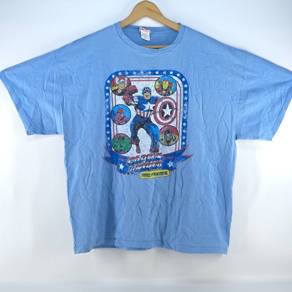 Marvel Captain America & Friends Graphic T Shirt Mens XXL Comics Geek Retro Nerd